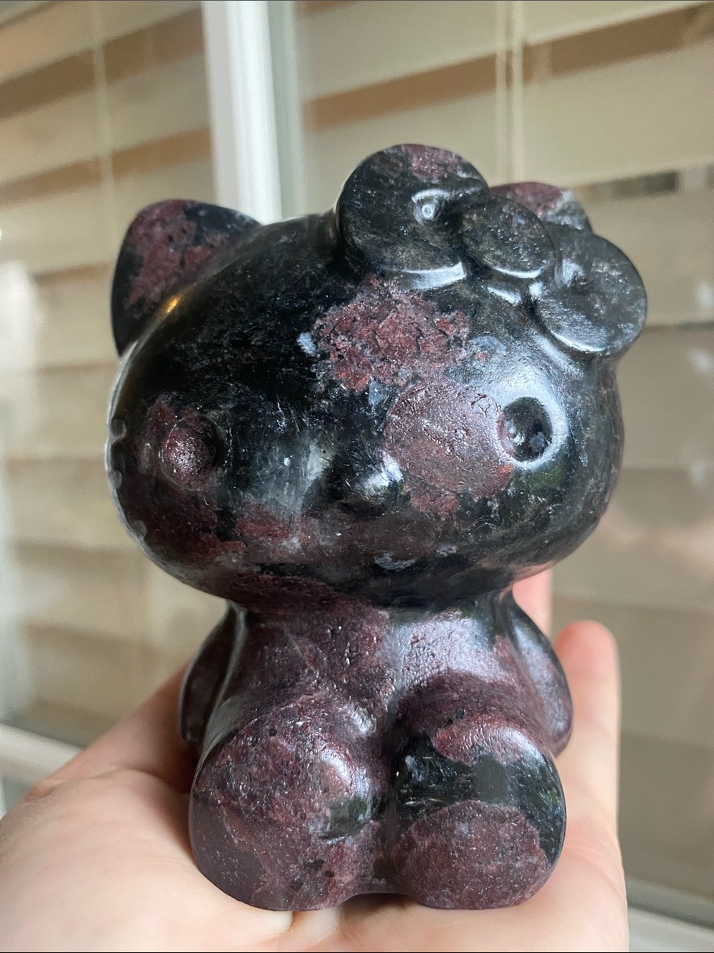 Garnet Carved Hello Kitty Crystal Figurine